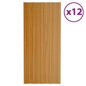 Panel de tejado acero galvanizado color madera 12 uds 100x45 cm