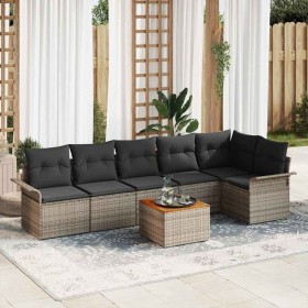 Conjunto de sofá de jardín 7 pcs Gris Poliratán