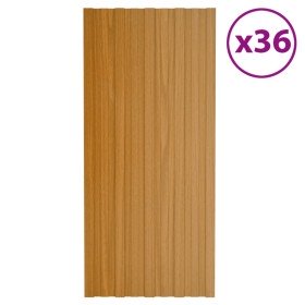 Panel de tejado acero galvanizado color madera 36 uds 100x45 cm