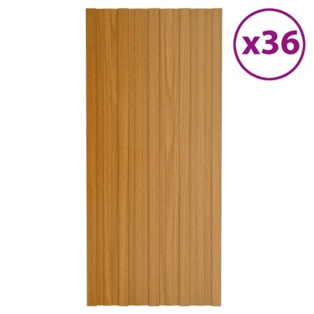 Panel de tejado acero galvanizado color madera 36 uds 100x45 cm en Techo | Comprar online en Foro24