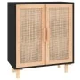 Black sideboard made of solid pine wood and natural rattan 60x30x70 cm by vidaXL, Sideboards - Ref: Foro24-345631, Price: 116...