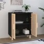 Black sideboard made of solid pine wood and natural rattan 60x30x70 cm by vidaXL, Sideboards - Ref: Foro24-345631, Price: 116...