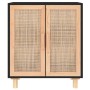Black sideboard made of solid pine wood and natural rattan 60x30x70 cm by vidaXL, Sideboards - Ref: Foro24-345631, Price: 106...