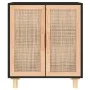 Black sideboard made of solid pine wood and natural rattan 60x30x70 cm by vidaXL, Sideboards - Ref: Foro24-345631, Price: 116...