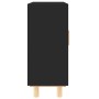 Aparador negro madera pino maciza y ratán natural 60x30x70 cm de vidaXL, Aparadores - Ref: Foro24-345631, Precio: 106,03 €