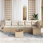 Conjunto de sofá de jardín 7 pcs Beige Poliratán