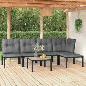 6-piece garden furniture set in black and grey synthetic rattan by vidaXL, Garden sets - Ref: Foro24-3187746, Price: 284,99 €...