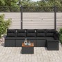 Conjunto de sofá de jardín 7 pcs Negro Poliratán