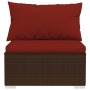 Set muebles de jardín 4 pzas y cojines ratán sintético marrón