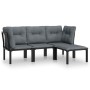 Set de muebles de jardín 4 piezas ratán sintético negro y gris