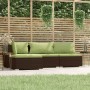 Set muebles de jardín 4 piezas y cojines ratán sintético marrón