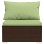 Set muebles de jardín 4 piezas y cojines ratán sintético marrón