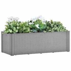 Arriate con sistema de riego automático gris 100x43x33 cm