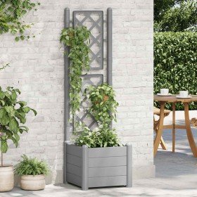 Jardinera con enrejado PP gris piedra 43x43x142 cm Jardinera con enrejado PP gris piedra 43x43x142 cm