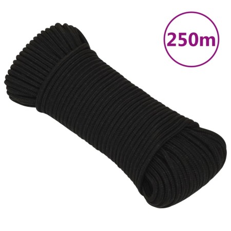 Schwarzes Polyester-Arbeitsseil 3 mm 250 m von vidaXL, Seile und Metallschnüre - Ref: Foro24-152800, Preis: 25,87 €, Rabatt: %