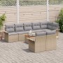 Conjunto de sofá de jardín 9 pcs Beige Poliratán