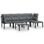 Juego de muebles de jardín 6 pzas ratán sintético negro y gris