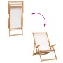 Silla de playa plegable de madera maciza de teca crema