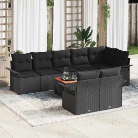 Conjunto de sofá de jardín 9 pcs Negro Poliratán