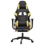 Silla gaming masaje y reposapiés cuero sintético negro dorado de vidaXL, Sillones para videojuegos - Ref: Foro24-345524, Prec...