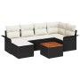 Conjunto de sofá de jardín 7 pcs Negro Poliratán