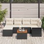 Conjunto de sofá de jardín 7 pcs Negro Poliratán