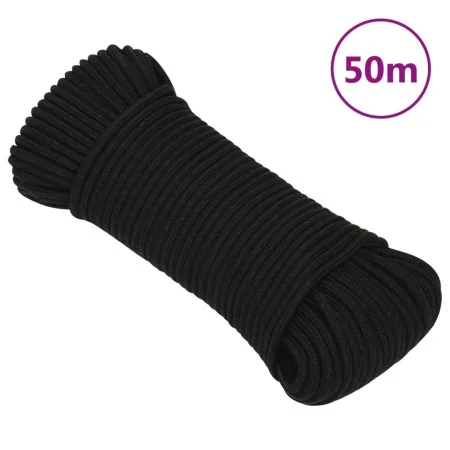 Schwarzes Polyester-Arbeitsseil 4 mm 50 m von vidaXL, Seile und Metallschnüre - Ref: Foro24-152803, Preis: 10,94 €, Rabatt: %