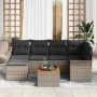 Conjunto de sofá de jardín 7 pcs Gris Poliratán