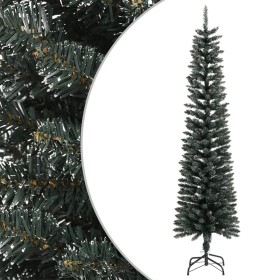 Árbol Navidad artificial estrecho con soporte PVC verde 210 cm