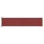 Toldo lateral retráctil para patio rojo 140x600 cm