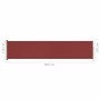 Toldo lateral retráctil para patio rojo 140x600 cm