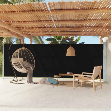 Toldo lateral retráctil de jardín negro 180x600 cm