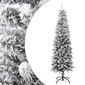 Árbol de Navidad artificial estrecho con nieve PVC y PE 180 cm