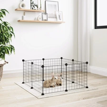 Jaula para mascotas de 8 paneles acero negro 35x35cm de vidaXL, Jaulas y habitáculos para animales pequeños - Ref: Foro24-171...