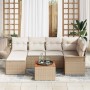 Conjunto de sofá de jardín 7 pcs Beige Poliratán