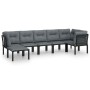 Juego de muebles de jardín 7 pzas ratán sintético negro y gris