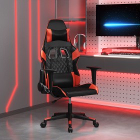 Silla gaming de masaje cuero sintético negro y rojo