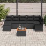 Conjunto de sofá de jardín 8 pcs Negro Poliratán