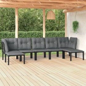 Gartenmöbel-Set 7-teilig aus schwarzem und grauem synthetischem Rattan von vidaXL, Gartensets - Ref: Foro24-3187764, Preis: 3...