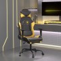 Gaming-Stuhl mit Massagefunktion und Fußstütze aus schwarzem Kunstleder mit goldenen Akzenten. von vidaXL, Gaming-Stühle - Re...