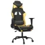 Silla gaming masaje y reposapiés cuero sintético negro dorado by vidaXL, Gaming chairs - Ref: Foro24-345413, Price: 119,83 €,...