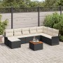 Conjunto de sofá de jardín 9 pcs Negro Poliratán