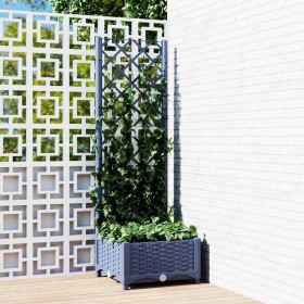 Jardinera con enrejado PP azul gris 40x40x121,5 cm
