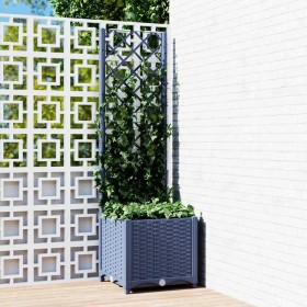 Jardinera con enrejado PP azul gris 40x40x136 cm