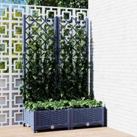 Jardinera con enrejado PP azul gris 80x40x121,5 cm