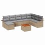 Conjunto de sofá de jardín 9 pcs Beige Poliratán