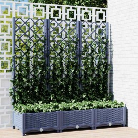 Jardinera con enrejado PP azul gris 120x40x121,5 cm