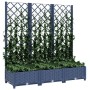 Jardinera con enrejado PP azul gris 120x40x121,5 cm