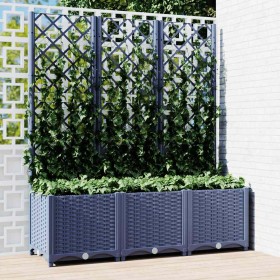 Jardinera con enrejado PP azul gris 120x40x136 cm