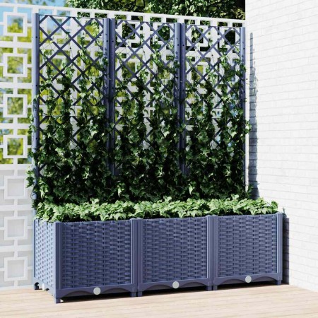 Jardinera con enrejado PP azul gris 120x40x136 cm